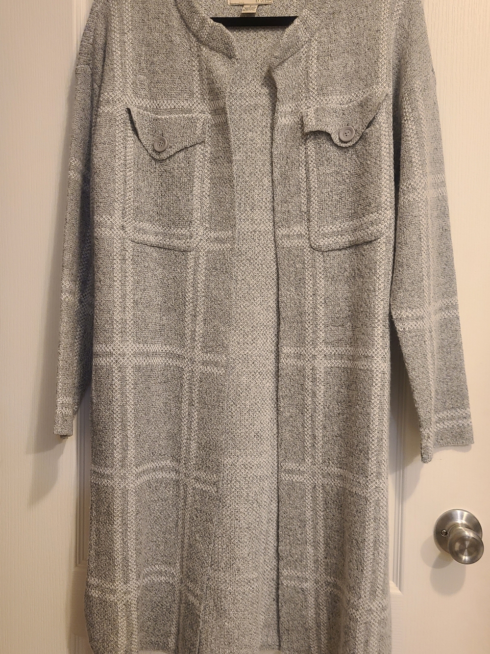 BY DESIGN Women's Light Gray Open-Front Knit Cardigan